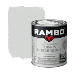 Rambo Vintage Pantserbeits Tuin- En Steigerhout Dekkend Steen Grijs Zijdeglans 750 Ml