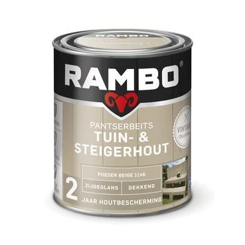 Rambo Vintage Pantserbeits Tuin- En Steigerhout Dekkend Poeder Beige Zijdeglans 750 Ml - Afbeelding 3