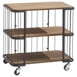 Trolley Monza Zwart Staal/Hout 76x80x45 Cm