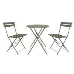 Bistro Set Belgrado Metal Steel Green