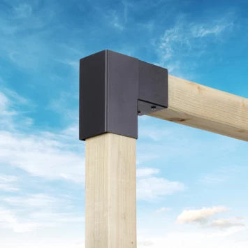 Paalverbinder Voor Pergola Hoekstuk 2-kants 7x7 Cm Zwart - Afbeelding 2