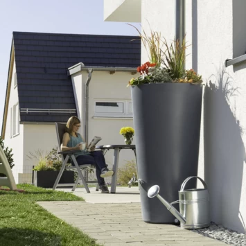 Regenton Met Plantenbak Antraciet Kunststof 150 Liter - Afbeelding 2