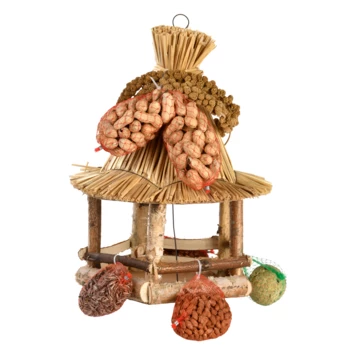 Vogelhuis Berken Stro Inclusief Voer