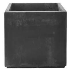 Pot Fiberclay Donkergrijs Streep Vierkant Ø33 H29 Cm
