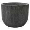 Pot Fiberclay Rond Donkergrijs Streep Ø43 H33 Cm